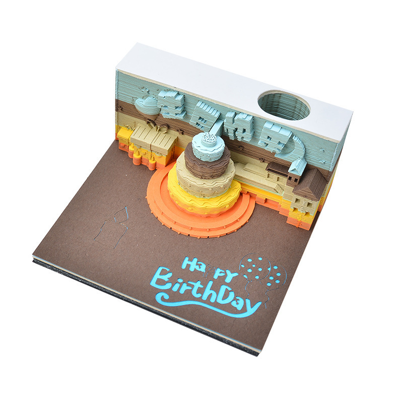 カスタマイズされた誕生日ケーキ 3D 立体メモパッド 2025 紙彫刻カレンダーモデルアートクリエイティブインターネット有名人付箋|undefined