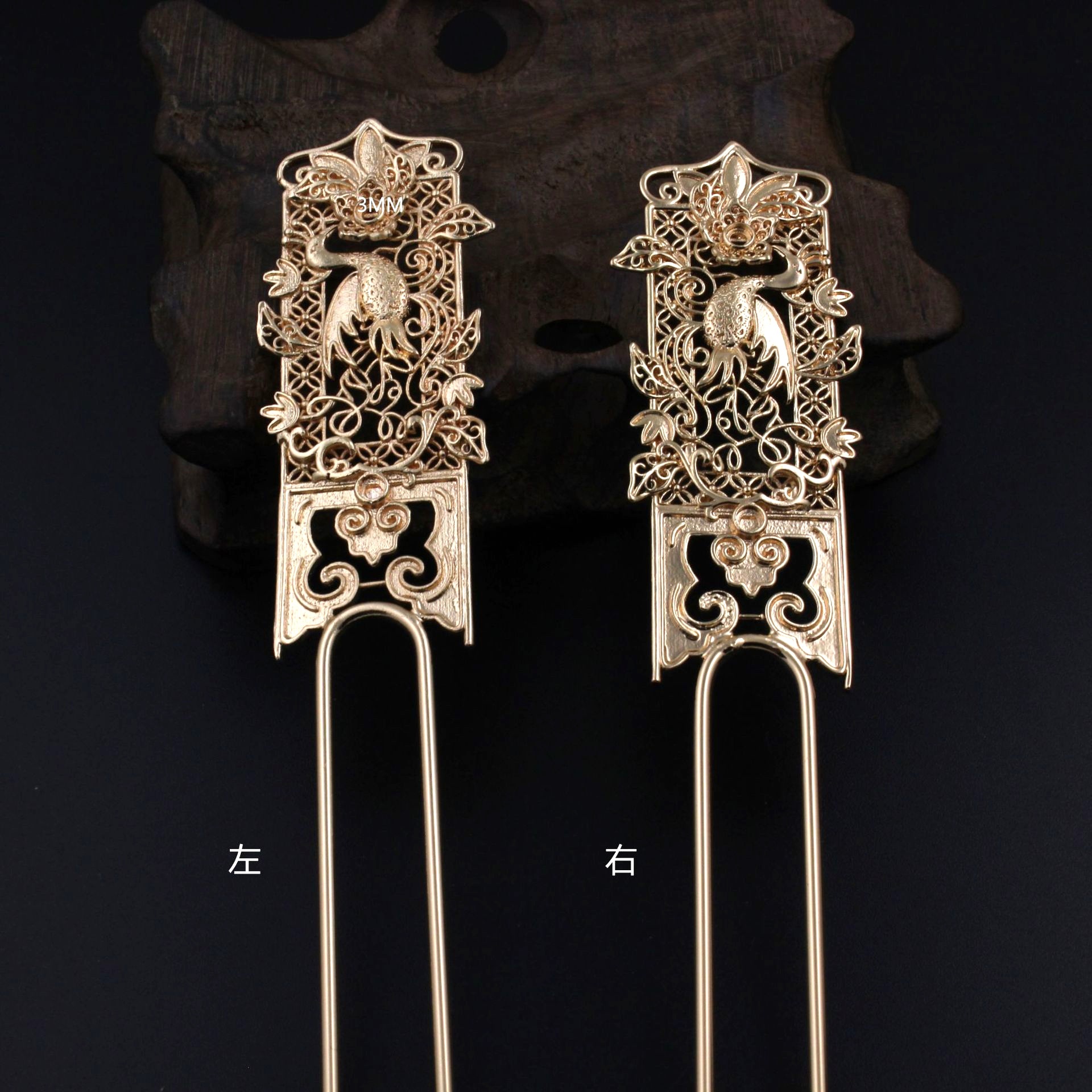 汉服发簪仿文物錾刻花丝唐风发钗凤簪仙鹤簪 头饰材料配件-阿里巴巴