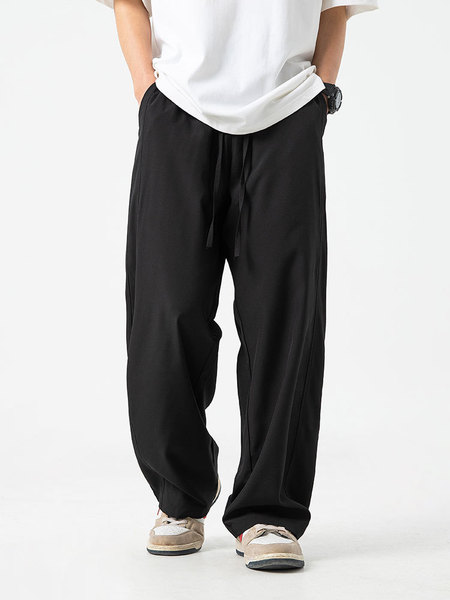 Silk summer light and thin solid color base trousers