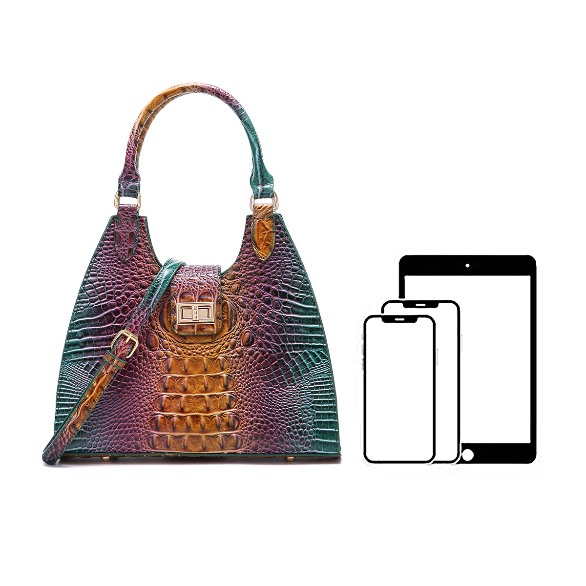 Women's Crossbody Bag Crocodile Pattern Fashionable Shoulder Bag_voghion.com