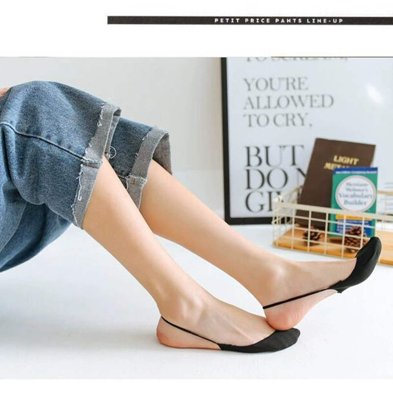 Носки женские на высоком каблуке, однотонные носки до щиколотки с мелким ртом, дышащие летние тонкие передние подошвы, наполовину невидимые носки