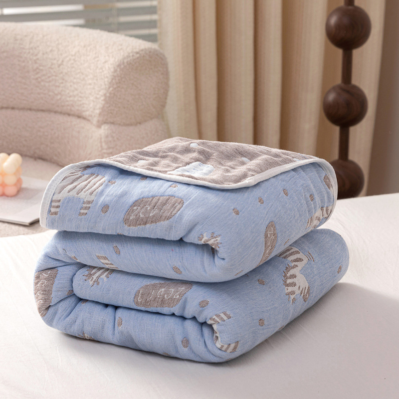 (blue zebra) / 90x 100cm "cotton 6 layer yarn" baby