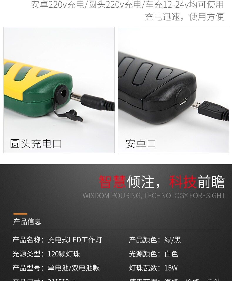 Suitable for LED rechargeable work lights, inspection lights, auto repair magnetic strong light, car repair lights, flashlights, strong light maintenance lights, and magnetic attachment