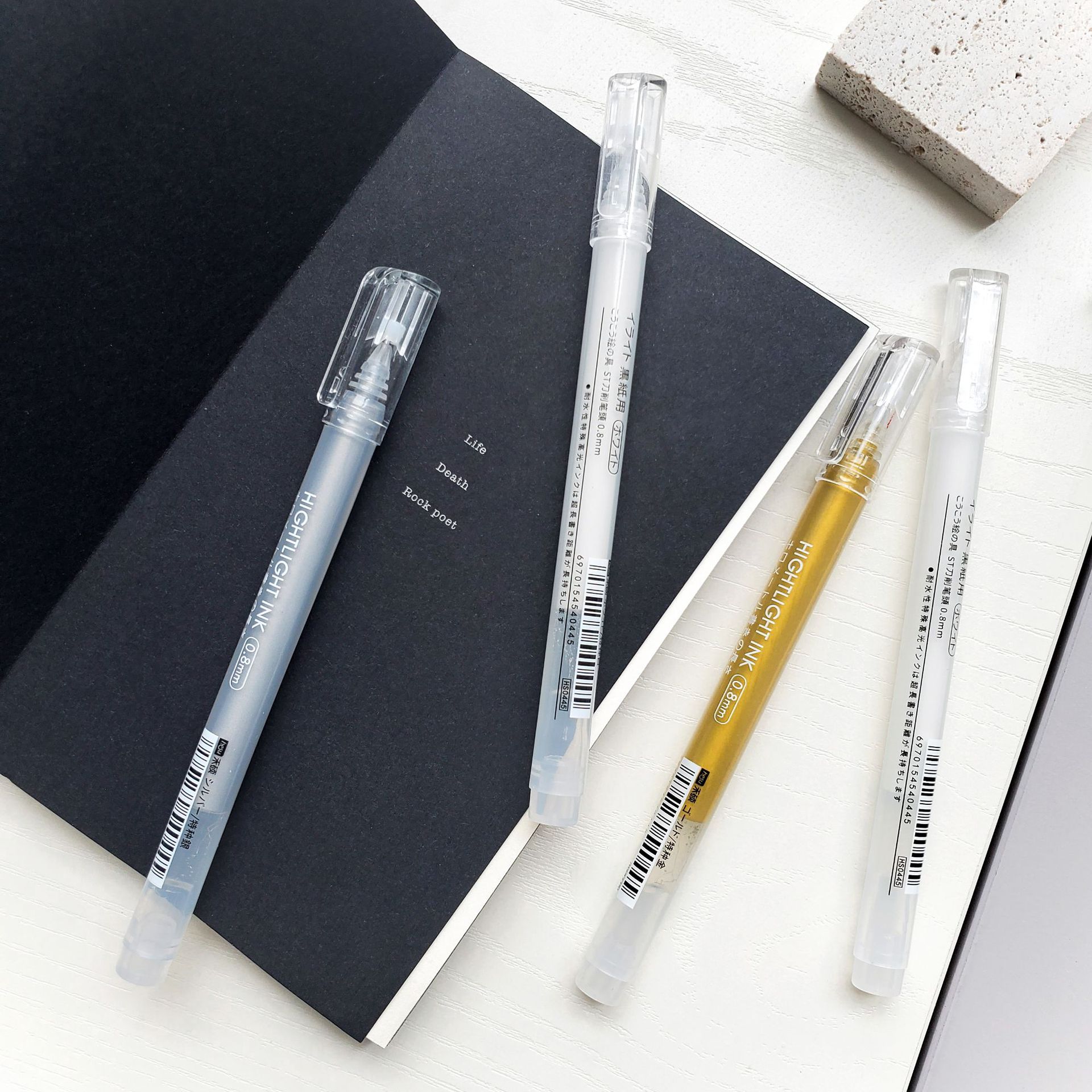 Heshuo 0445 Special Highlight Pen Hand Notes Simple Student 0.8mm Hand Notes DIY Greeting Card Painting Neutral Water Pen