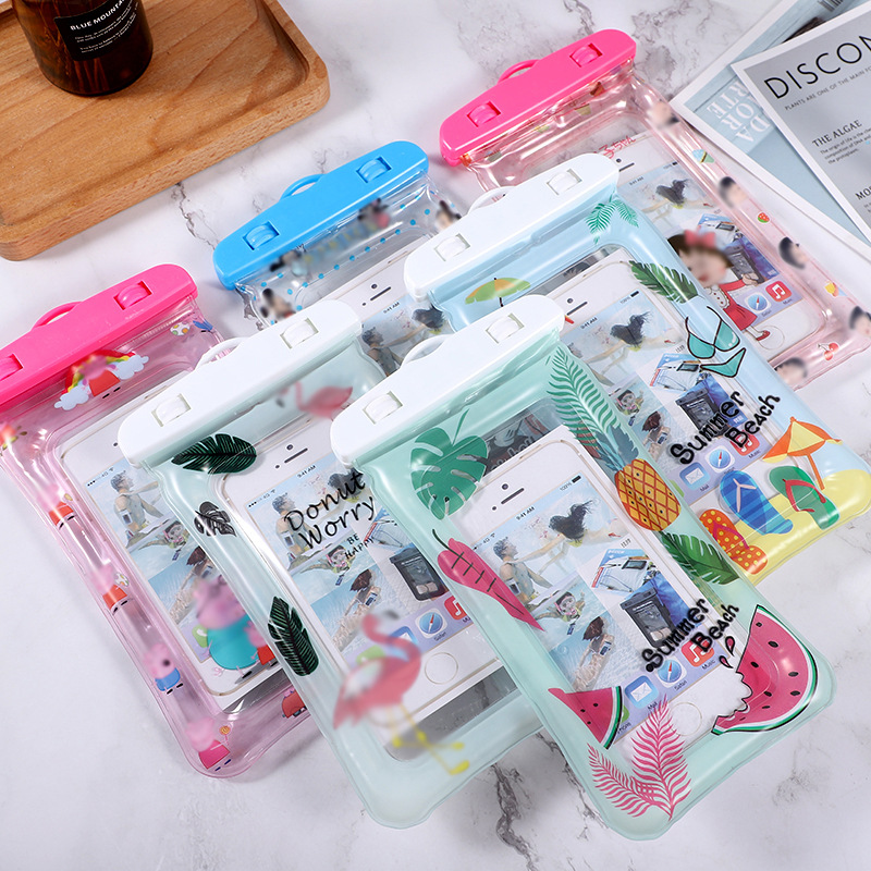 漂流游泳手机防水套触屏手机防水保护套卡通气囊手机防水袋批发