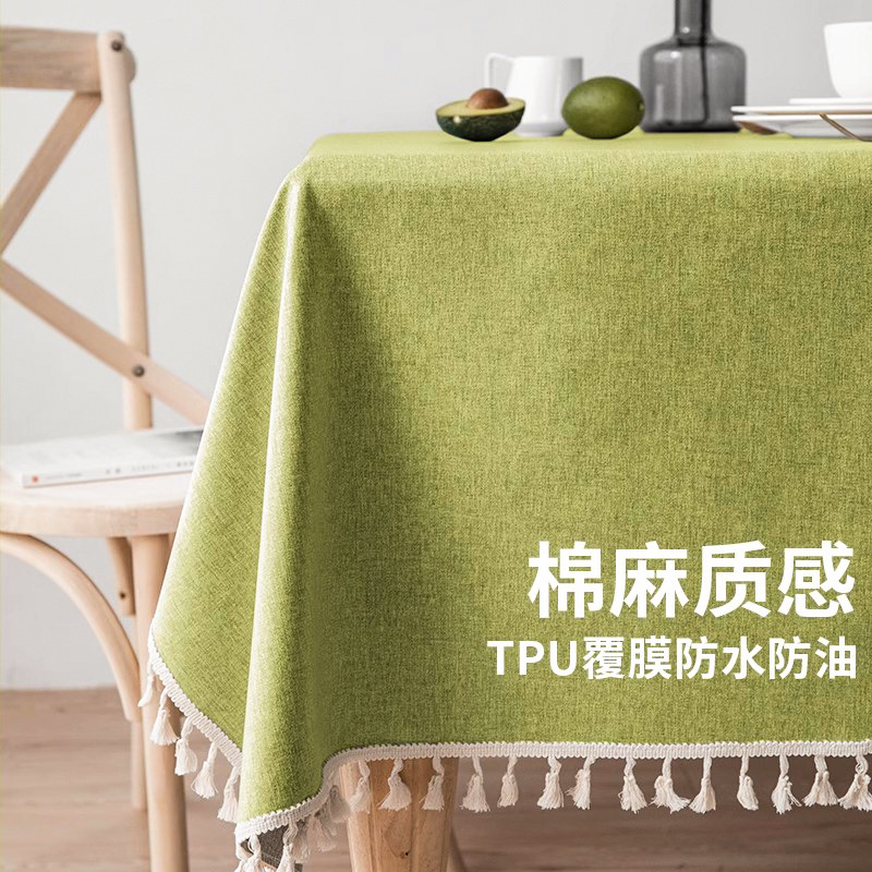 Topa de mesa impermeable, aceite, escaldado, sin lavado, pequeña mesa de té fresca, mesa de comedor rectangular, tela de mesa imitación de algodón, lino