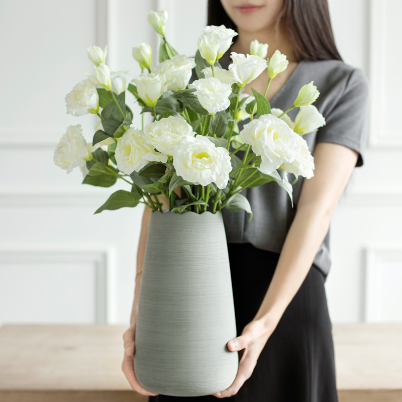 Eustoma grandiflorum 인공 꽃 차 테이블 꽃 장식 빛 고급 식탁 꽃병 거실 장식 꽃꽂이 가짜 꽃 장식 안티-리얼