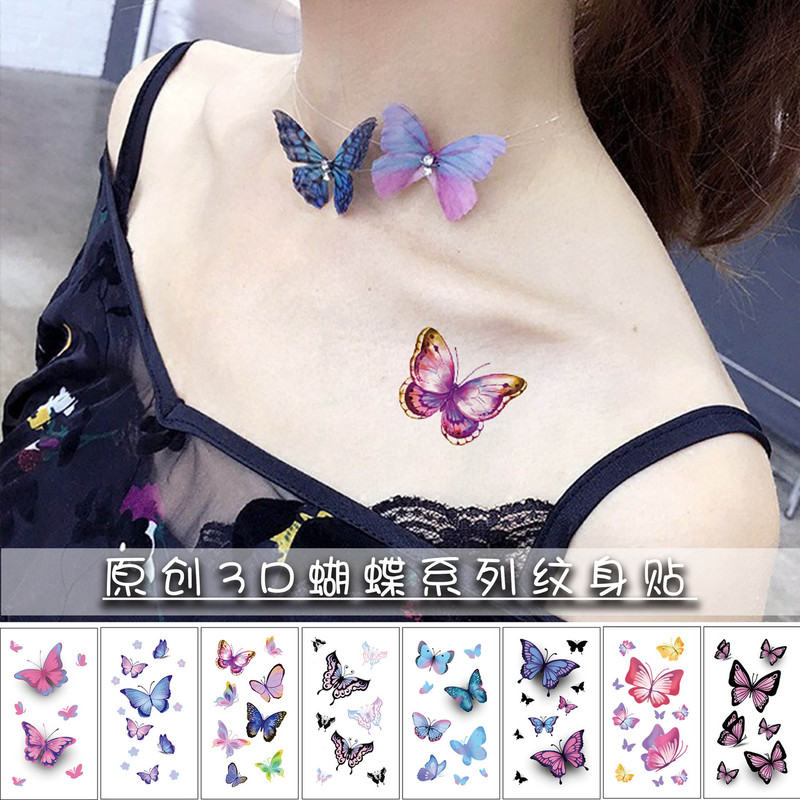 Cross-Border New Style Colorful Butterfly Tattoo Stickers, High-End Sexy Realistic Tattoo Stickers for Collarbone, Ankle, and Arm Cross-Border New Style Colorful Butterfly Tattoo Stickers, High-End Sexy Realistic Tattoo Stickers for Collarbone, Ankle, and Arm