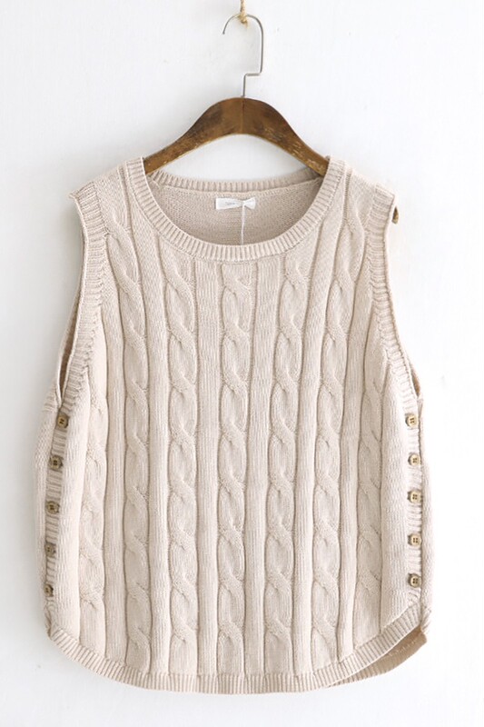 Solid Color Cotton Thread Sleeveless Sweater Vest Women's Spring and Autumn New Loose Slim Sweater Short Student Twist Vest Solid Color Cotton Thread Sleeveless Sweater Vest Women's Spring and Autumn New Loose Slim Sweater Short Student Twist Vest