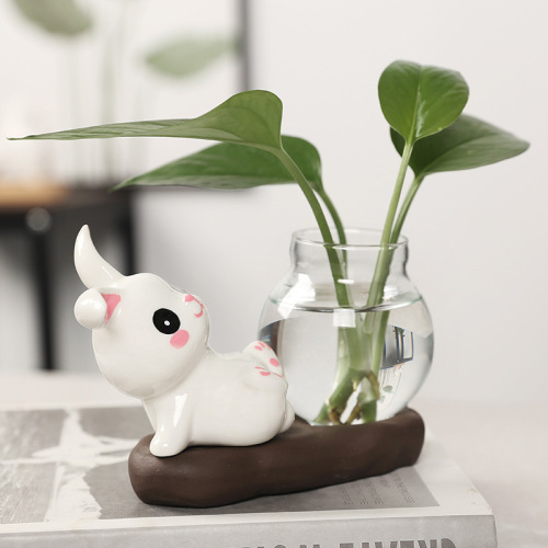 Home furnishings hydroponic vase ceramic rabbit office desk decoration supplies new rabbit pothos flower arrangement container