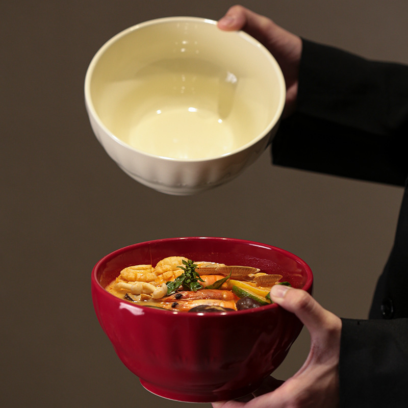 2026 New Stylish Ceramic Bowl Set for Home Use, Large Bowl for Housewarming, Red Festive Bowl, Tableware and Spoon Set 2026 New Stylish Ceramic Bowl Set for Home Use, Large Bowl for Housewarming, Red Festive Bowl, Tableware and Spoon Set
