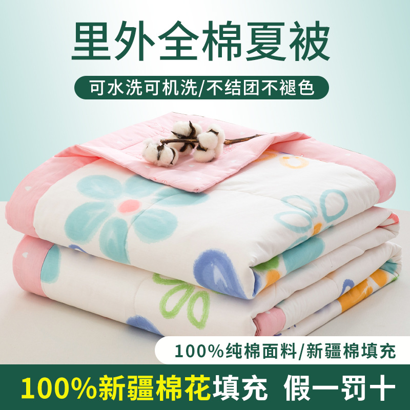 【廠家直銷】100%全棉夏涼被空調純棉夏被可機洗長絨棉花夏季薄被