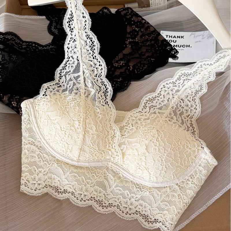French Lace Camisole with Small Bust and Beautiful Back, Wireless Bra for Layering, Summer Thin Vest-Style Bra Pullover
