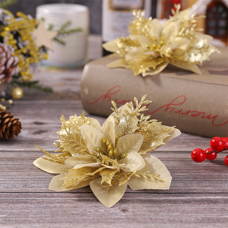 Cross-border popular flor artificial de Navidad 13cm suministros de decoración de flores de Navidad flor artificial decoración del árbol de Navidad flor