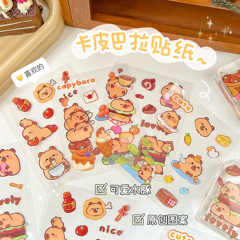 Capabala Journal stickers cartoon capybara pet stickers student DIY stickers waterproof Cup phone case paste