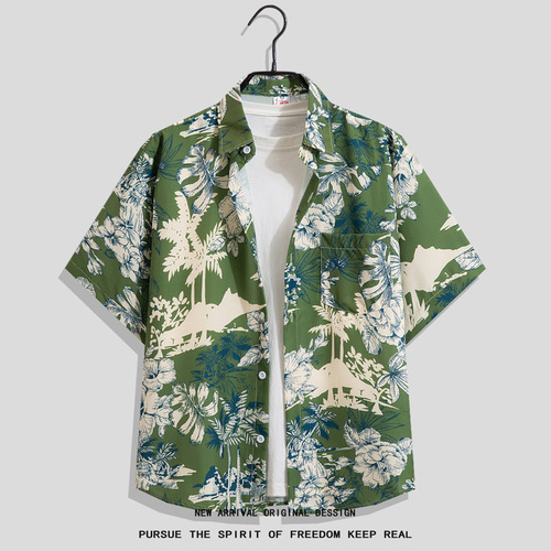 Men's Summer Casual Beach Shirt, Thin Short-Sleeve Printed Blouse, Loose Cool Style Hawaiian Shirt for Women, 2025
