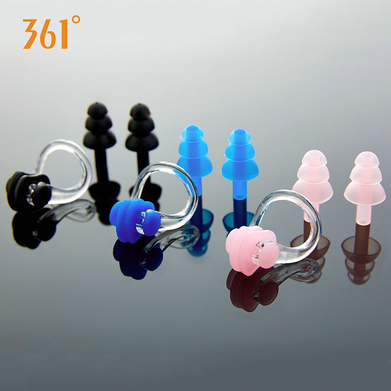 361 swimming nose clip earplug set waterproof silicone professional equipment comfortable men and women Bath earplugs