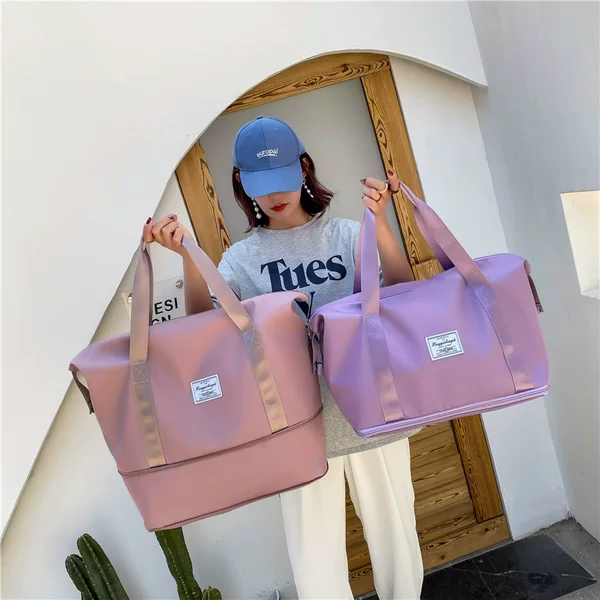 Wholesale Dry and Wet Separation Sports Portable Shoulder Bag Yoga Fitness Bag Large Capacity Travel Bag Printable LOGO
