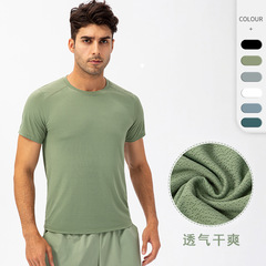 Spring and summer men's loose running quick-drying round-neck T-shirt sweat-absorbent breathable fitness sports casual short-sleeved clothes 21220