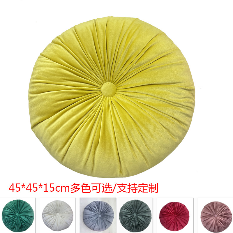 ins Nordic Dutch velvet cushion button round pillow 45cm public room nap pillow sofa bay window decorative pumpkin pillow