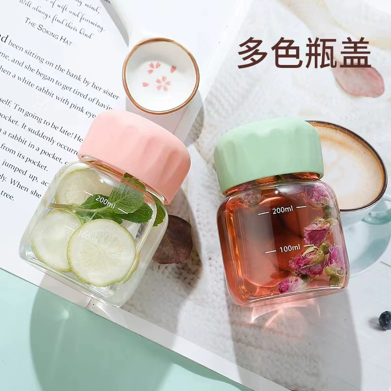 Стильный миниатюрный милый стаканчик для студентов и детей, портативный стеклянный стакан с мерной шкалой, подарок для молока или воды