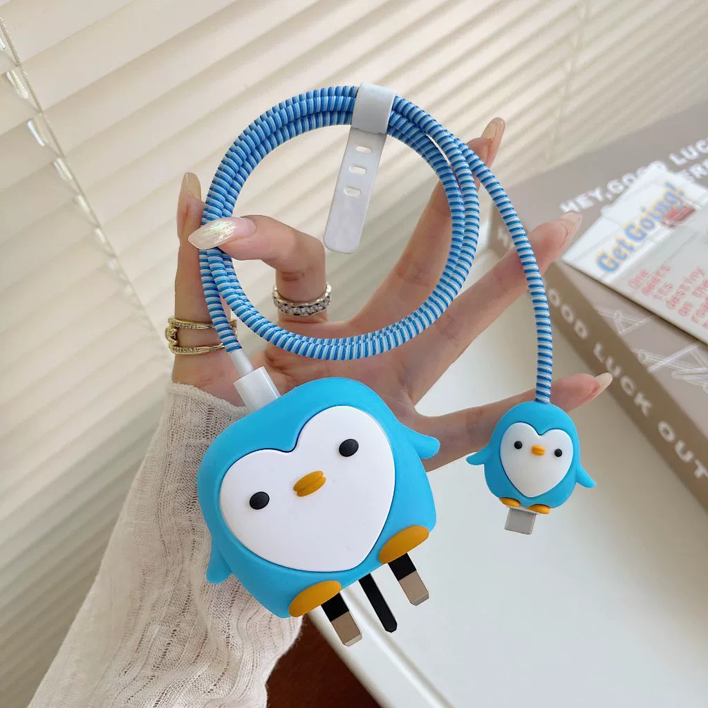 Электрический защитный чехол Blue Penguin подходит для защитного чехла зарядной головки Samsung британского стандарта мощностью 25 Вт, чтобы предотвратить повреждение кабеля передачи данных.