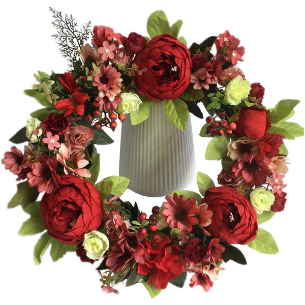 New European and American simulation peony flower ring door lintel…