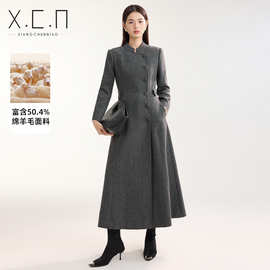 祥春鸟秋冬季高级感羊毛呢西装外套女新款商务通勤气质英伦风大衣