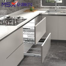 樱花之恋橱柜拉篮不锈钢抽屉碗碟篮500MM圆钢小炉台蓝调料品置物