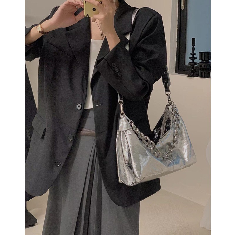 Chain Handheld Tote Shoulder 2024 New Simple Crossbody Commuter Women's Texture Genuine Leather Big Bag_voghion.com