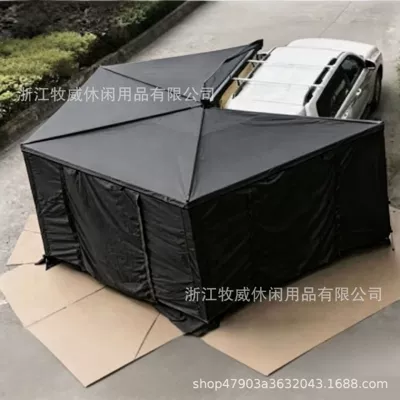 Avtomobil yan çətirləri – Side Awning - excluding-canopy-270-quick-open-fan-shaped-canopy-with-black-sidewalls-radius-2m