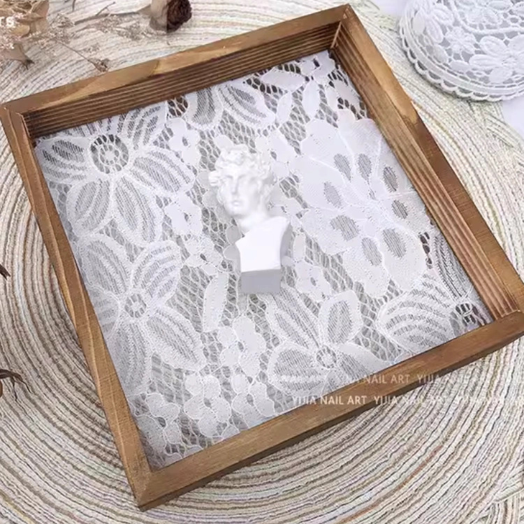 Vintage encaje pantalla tablero foto apoyos madera foto marco trabajo muestra uñas arte rhinestone acrílico pantalla caja de madera