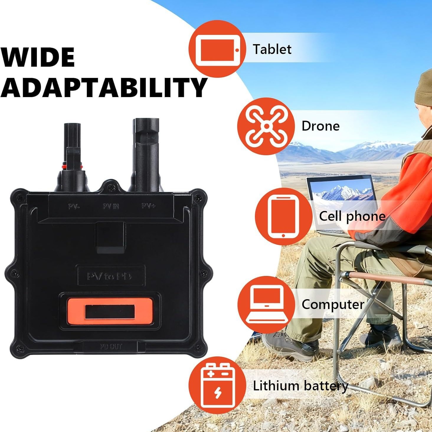 ELEJOY Portable Solar Charger PV2PD 65W PD3.0 Outdoor IP67