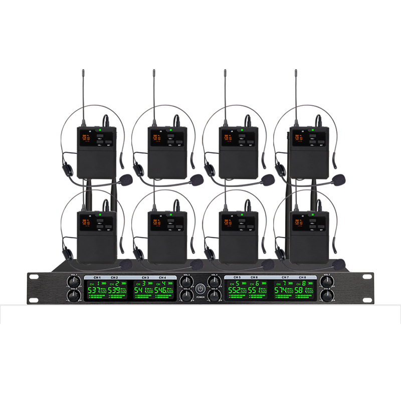 Professional Wireless Lavalier One-to-Eight Outdoor Performance Conference Karaoke Stage Singing Microphone_voghion.com