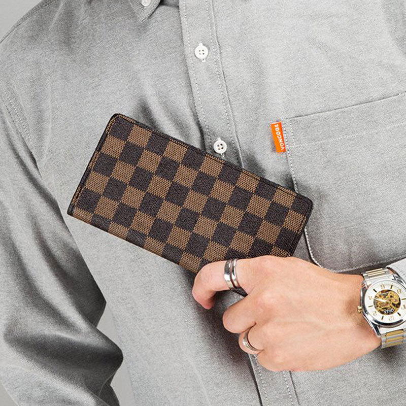 207 # 브라운 체크 무늬 장 지갑