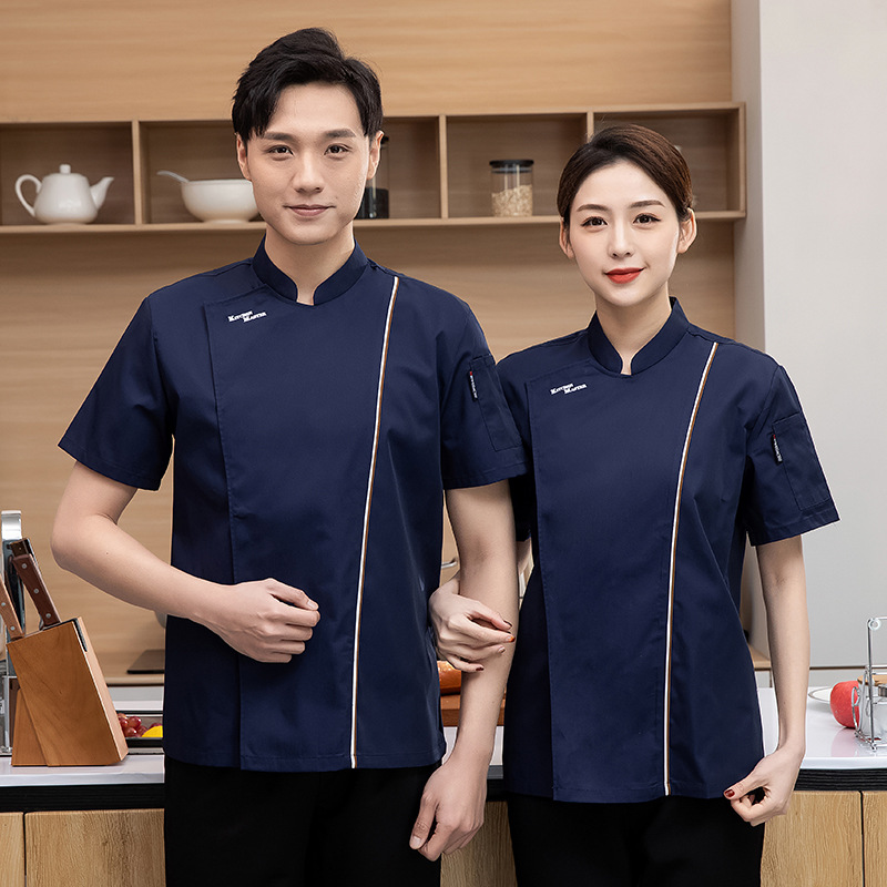 High-end chef overalls summer short-sleeved restaurant restaurant kitchen clothes breathable mesh thin Baker clothing