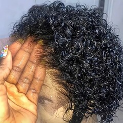 前レースのクロスボーダーの小さい巻き髪の爆発の女性の巻き髪の全頭カバーの高温糸の化繊の短い項のcurlyの小さい巻きの卸売り