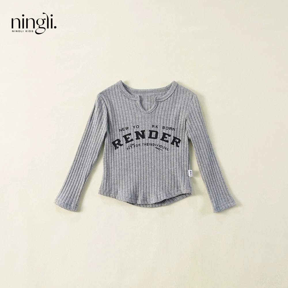 "柠里 Autumn T-shirt, children's demi-season warm long-sleeve, western style"
