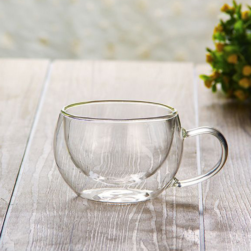 Taza de café de alta capacidad de borosilicato, taza de vidrio transparente con taza de jugo de leche, taza de vidrio casera creativa de doble capa