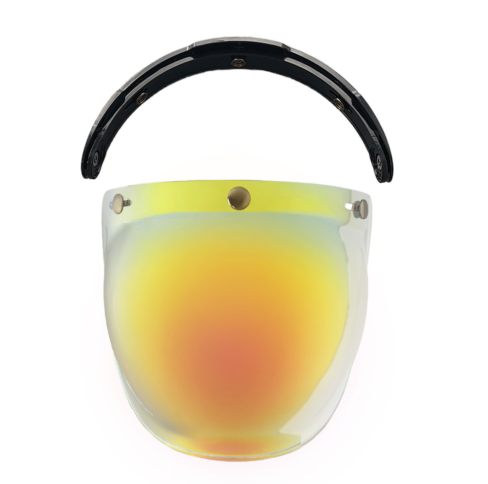 Helmet Bubble Lens Curved Three-Button Electroplating Motorcycle Retro Helmet Mirror Guard Uv Protection Sun Protection