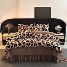 轻奢法式A类高克重冬季加厚兔毛绒四件套床盖被套高级感床品0静电