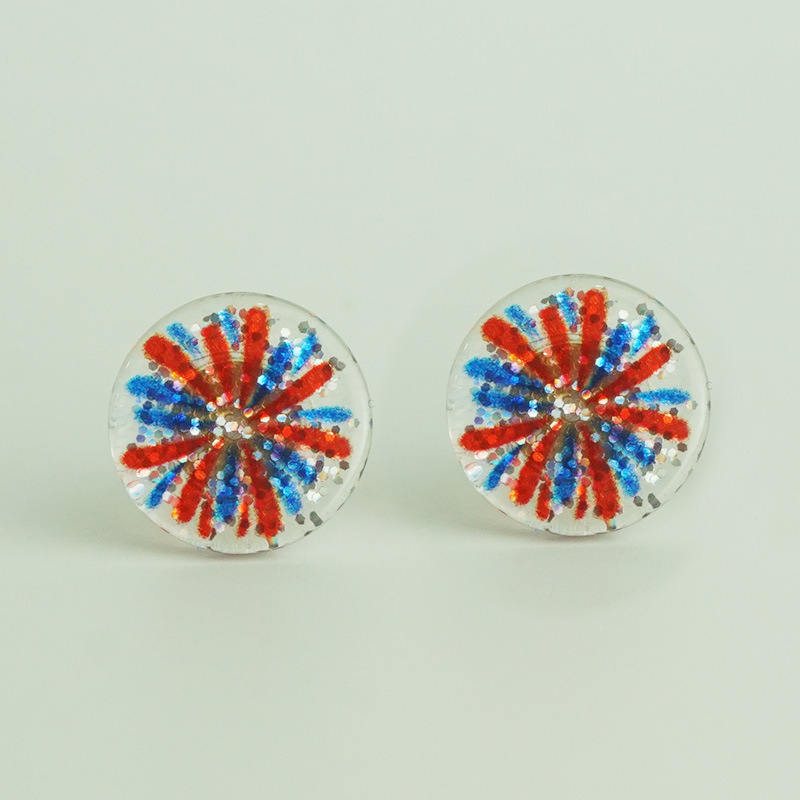 A Pack Of 2 Pairs Simple Style Geometric National Flag Star Printing Arylic Ear Studs display picture 19