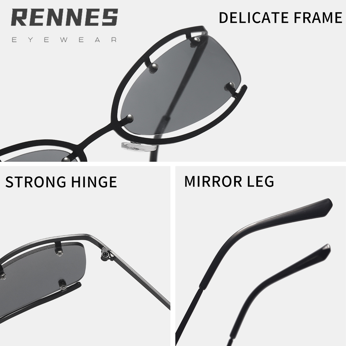 Y2g dulce fresco caliente chica metal gato ojo gafas de sol personalidad femenina futuro tecnología estilo gafas de sol cóncavo forma medio marco gafas