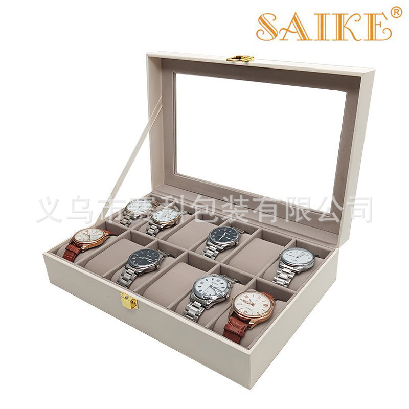 现货批发白色轻奢版12位手表收纳收藏展示盒12只装手表收纳箱