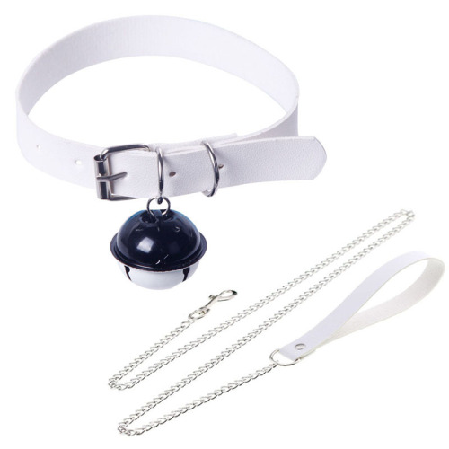 New sexy accessories big bell collar sexy pu leather neck ring sexy maid style traction chain necklace