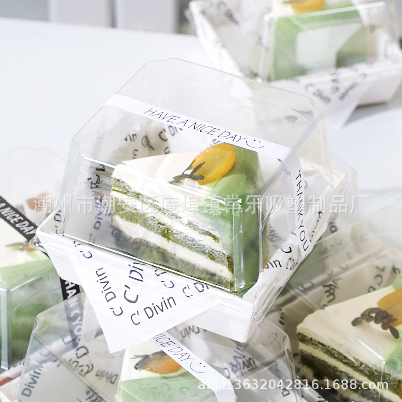 Caja de embalaje de pastel de corte de 6 pulgadas de pastel de lasana mousse insins bloque de corte de viento a prueba de niebla y caja de embalaje de postre gruesa
