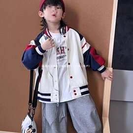 男童卫衣宽松男孩潮帅条纹儿童长袖男大童显2026新款春装打底衫