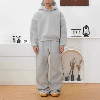 欧美跨境秋冬新款简约百搭设计感宽松休闲百搭男女同款连帽卫衣