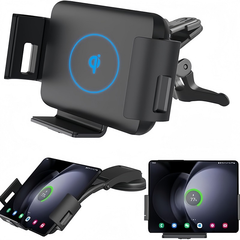 Cargador inalámbrico de coche de venta caliente transfronterizo para Samsung Z fold6 Xiaomi Huawei soporte de teléfono móvil de pantalla plegable