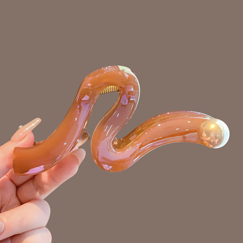 高级感珠光紫色珍珠抓夹发饰大号发量多发夹后脑勺盘发鲨鱼夹头饰|undefined